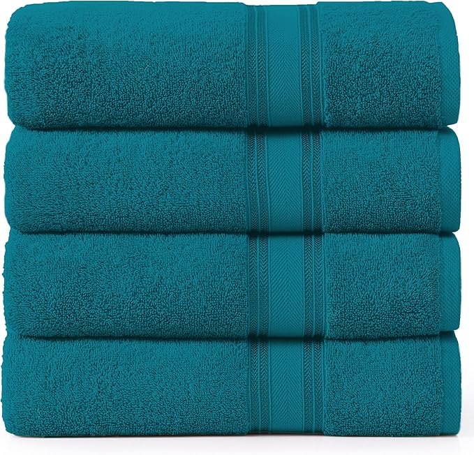 LANE LINEN 100% Cotton Oversized Bath Towels Set of 4 (35"x66") - Zero Twist Cotton Oversized Towels - Quick Dry, Soft & Absorbent Extra Large Bath Towel Set - Dorm Essentials for Girls - Sea Port