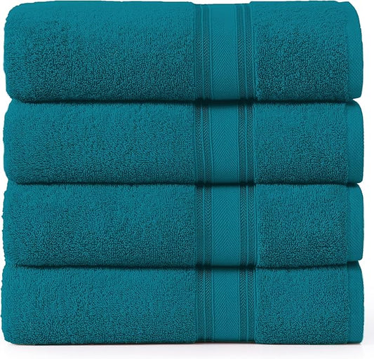 LANE LINEN 100% Cotton Oversized Bath Towels Set of 4 (35"x66") - Zero Twist Cotton Oversized Towels - Quick Dry, Soft & Absorbent Extra Large Bath Towel Set - Dorm Essentials for Girls - Sea Port