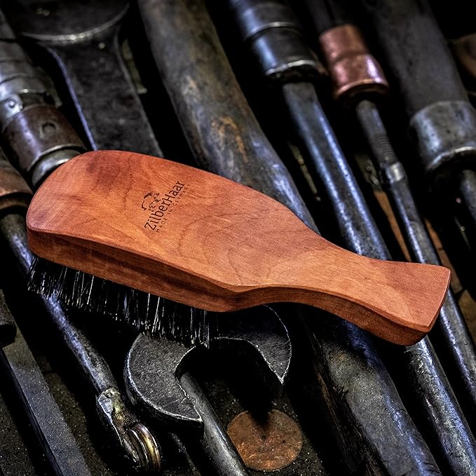 ZilberHaar Major – Men's Hair and Beard Brush – Soft Boar Bristles – Massages and Exfoliates Skin and Scalp – Ideal Men's Grooming Accessory – Made in Europe