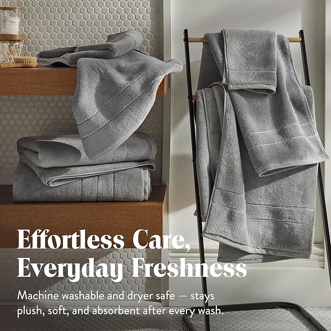 Brooklinen Super-Plush Turkish Cotton Bath Towels Set of 2 Cotton, 820 GSM, Machine Washable, Perfect Bath Towels for Bathroom, Spa & Shower (30" x 58", Smoke Grey)