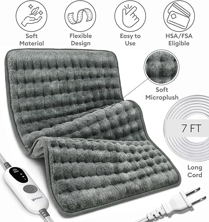 GENIANI Electric Throw - Heating Pad for Back Pain & Cramps Relief - Auto Shut Off, Machine Washable, Moist Heat Pad for Neck & Shoulder - Christmas Gift for Women, Extra Large 24 x 12 inches
