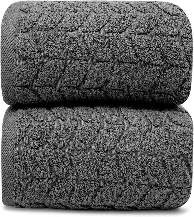 Ultra Soft & Stylish 700 GSM Luxury Bath Sheets | Pack of 2 | Extra Large 35x70 Inches | 100% Zero-Twist, Long-Staple Cotton | Remarkably Absorbent (Granite Grey)