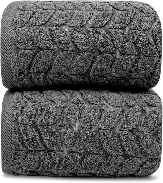 Ultra Soft & Stylish 700 GSM Luxury Bath Sheets | Pack of 2 | Extra Large 35x70 Inches | 100% Zero-Twist, Long-Staple Cotton | Remarkably Absorbent (Granite Grey)