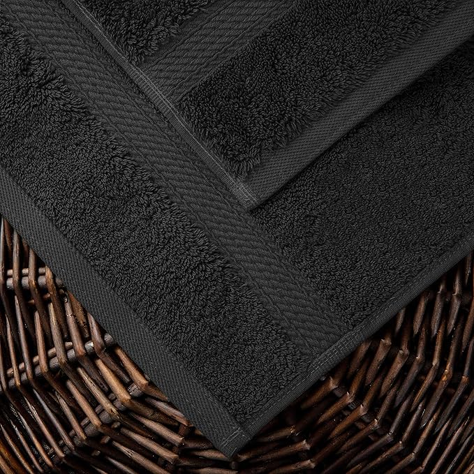 BLUENILEMILLS Premium Towel Collection, Egyptian Cotton Towels for Shower and Bathroom Assorted 6-Piece Towel Set, 30" x 55", 20" x 30", 13" x 13", Black by Blue Nile Mills