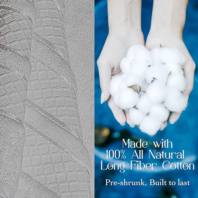 Premium Towel Set: Super absorbent, quick-drying, soft, plush. Features hanging loop, fade-resistant, eco & skin-friendly dyes. Luxury dobby design for bath or spa. (Gray, Bath Towel Set of 4)