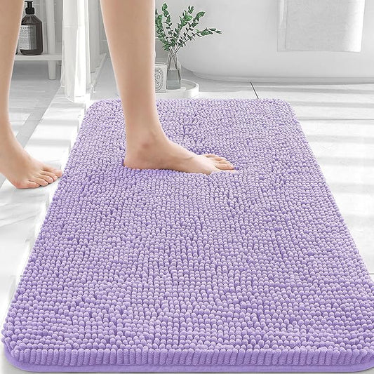 OLANLY Bathroom Rugs 30x20, Extra Soft Absorbent Chenille Bath Rugs, Rubber Backing Quick Dry, Machine Washable Bath Mats for Bathroom Floor, Tub and Shower, Home Decor Accessories, Lavender
