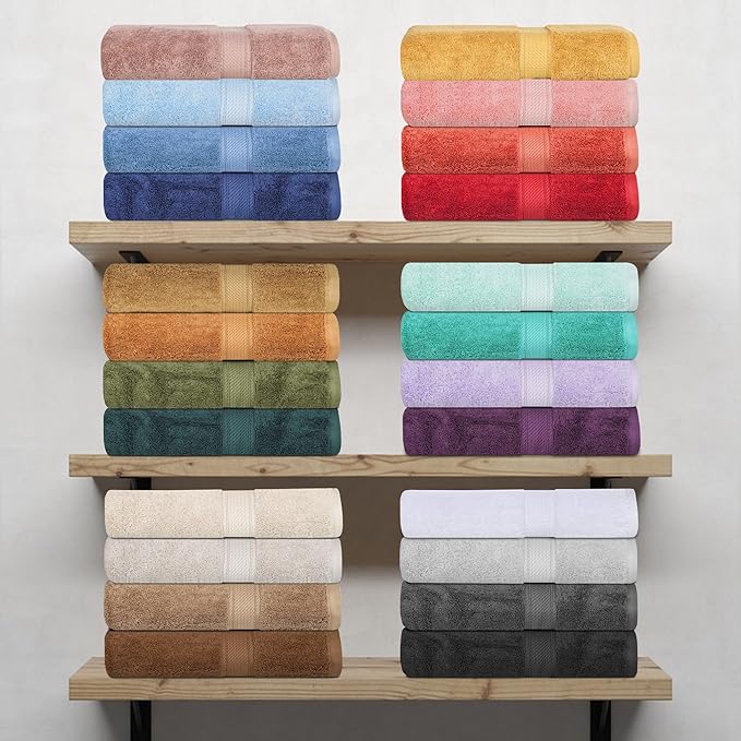 BLUENILEMILLS Madison Egyptian Cotton Bath Towels, Towel Set for Bathroom, Shower, 900 GSM, Bathroom Decor, Highly Absorbent and Ultra-Soft Towels, Bath Essentials, Towels, Set of 4, Gold