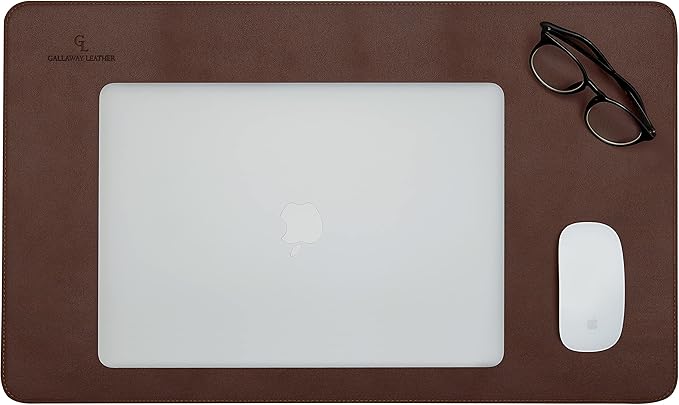Gallaway Leather Desk Mat - Office Writing Pad, Medium 24" x 14" Dark Brown, Gift Ready Elegant Computer Desk Cover Protector