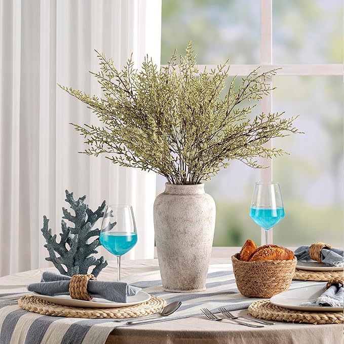 Ceramic Large Flower Vase, 11 Inch Tall White Rustic Vase Farmhouse Decorative Vase Floral Pottery Vases for Home Decor Table Living Room Entryway Mantel Bedroom Bathroom Kitchen - Rustic White