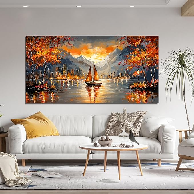 Canvas Wall Art Decor Wall Art Picture for Living Room Canvas Art Wall Decor Modern Landscape Wall Art Prints Large Coastal Wall Art Decorations Artwork for Walls Bedroom Office Home Decor 24" X 48"
