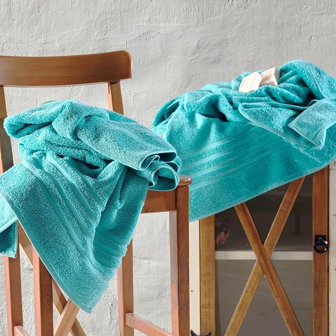 Hawmam Linen Jumbo Large Bath Sheets Towels 2 Pack Soft and Absorbent, Premium Quality 100% Cotton Towels (Teal Turquoise, Bath Sheet)