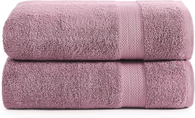 LANE LINEN 100% Cotton Bath Sheets 2 Pack (35"x66") - Ring Spun Cotton Extra Large Bath Towels Set - Quick Dry, Soft & Absorbent Oversized Towel Set - Holds Well After Multiple Washes - Wishful Mauve