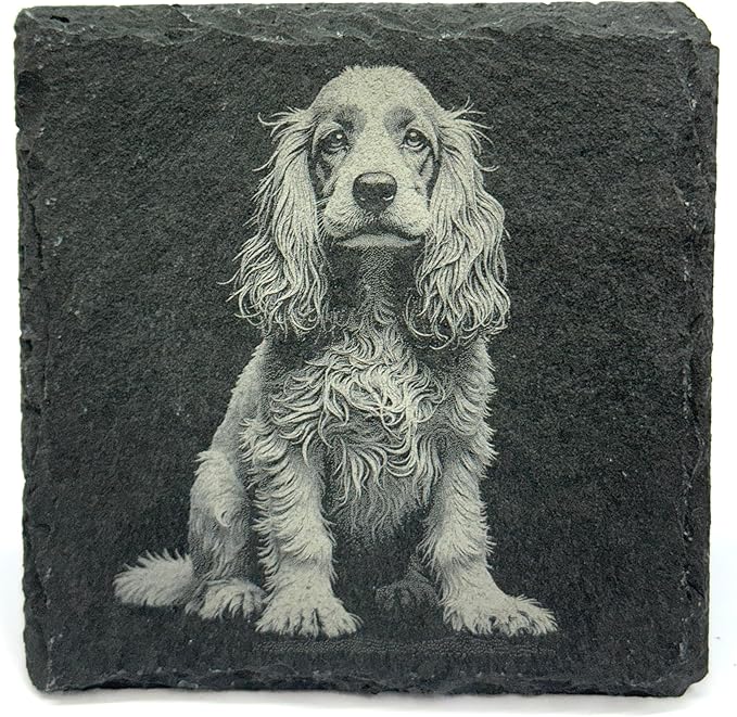 Cocker Spaniel Laser Engraved Slate Coaster Set of 4