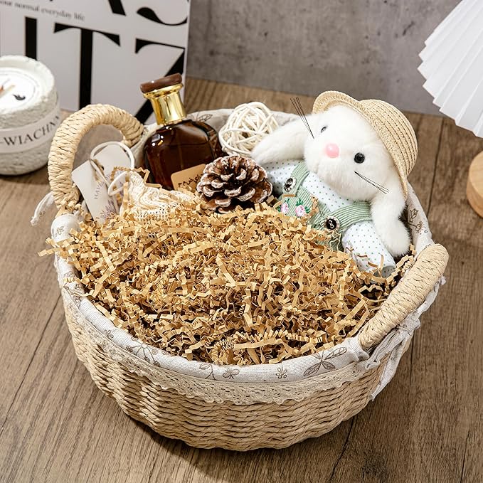 Mefleet 2 LB Crinkle Cut Paper Shred Filler Brown Crinkle Shredded Paper for Gift Box - Gift Basket Bag Filler - Kraft Grass Cushion Stuffing for Christmas Holiday Packaging Wrapping