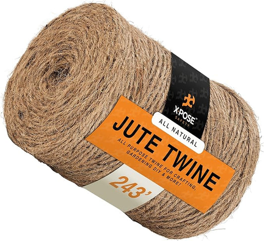 Jute Twine - 3 Ply Brown Roll 243 Feet Natural Jute String for Crafts, Packaging, Wrapping, Decorative Rope Cord for Hanging Ornaments