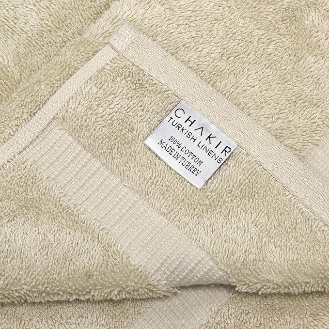 Chakir Turkish Linens 100% Cotton Premium Turkish Towels for Bathroom | 27'' x 54'' (4-Piece Bath Towels - Beige)