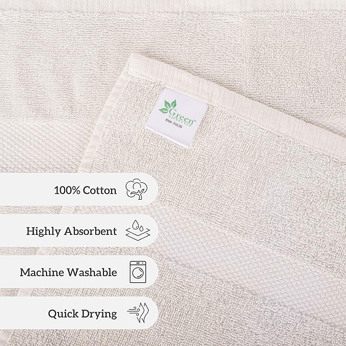 GREEN LIFESTYLE Soft Cotton Towels for Pool, Spa, and Gym Lightweight and Highly Absorbent Quick Drying Towels (22" x 44", Vanilla)