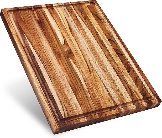 Sonder Los Angeles, Large Teak Wood Cutting Board for Kitchen with Juice Groove, Reversible Charcuterie Butcher Block 18x14x1.25 in (Gift Box Included)