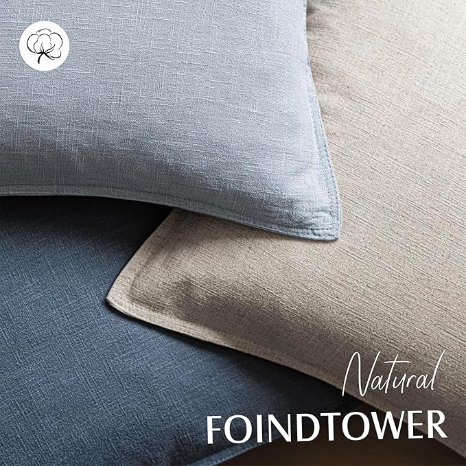 Foindtower Pack of 2, Decorative Linen Soild Throw Pillow Covers Soft Accent Lumbar Cushion Case Boho Farmhouse Pillowcase for Chair Couch Sofa Bedroom Living Room Home Decor 12 x 20 Inch Sky Blue
