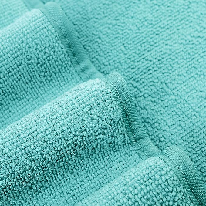POLYTE Microfiber Quick Dry Lint Free Bath Towel, 57 x 30 in, Pack of 4 (Aqua)