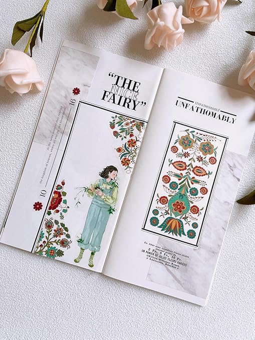 WT First Encounter Wide Washi Tape, Single Roll, Original Designs, Fashion Girls Decorative Tape, Modern Character Figures for Journaling, Bujo Planner Supplies, DIY Paper Tape