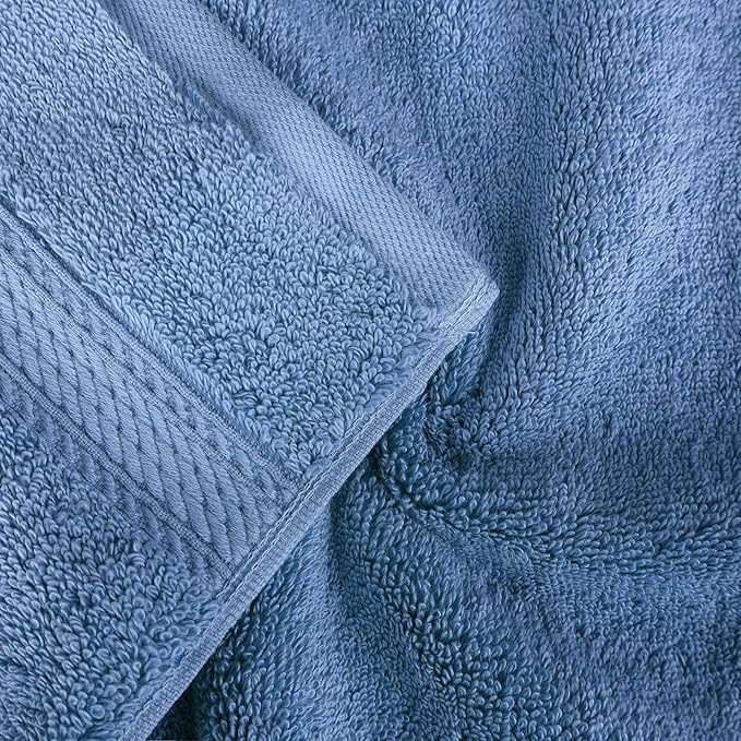 BLUENILEMILLS Premium Towel Collection, Egyptian Cotton Towels for Shower and Bathroom 2-Piece Bath Sheet Set, 34" x 68", Denim Blue by Blue Nile Mills