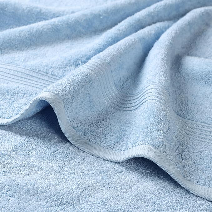 Superior Egyptian Cotton 6-Piece Towel Set, Bathroom Essentials, Towels For Bathroom, Apartment, Airbnb, Guest Bath, Face, Hand, Bath Towels, Washcloths, Absorbent, Fast Drying, Light Blue