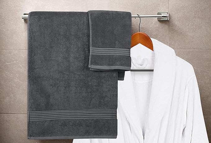 Utopia Towels 48-Piece Premium Towel Set, 12 Bath Towels, 12 Hand Towels, and 24 Wash Cloths, 100% Ring Spun Cotton Highly Absorbent Towels for Bathroom, Sports, and Hotel (Grey)