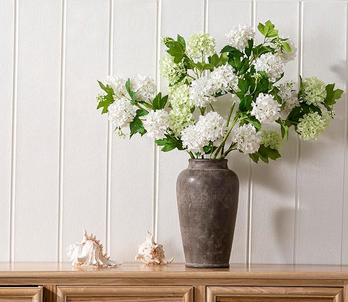 Large Ceramic Rustic Vase, 11 Inch Tall Flower Vase Farmhouse Decorative Vase Floral Pottery Vases for Home Decor Table Living Room Entryway Mantel Bookshelf Bedroom Bathroom Kitchen - Brown