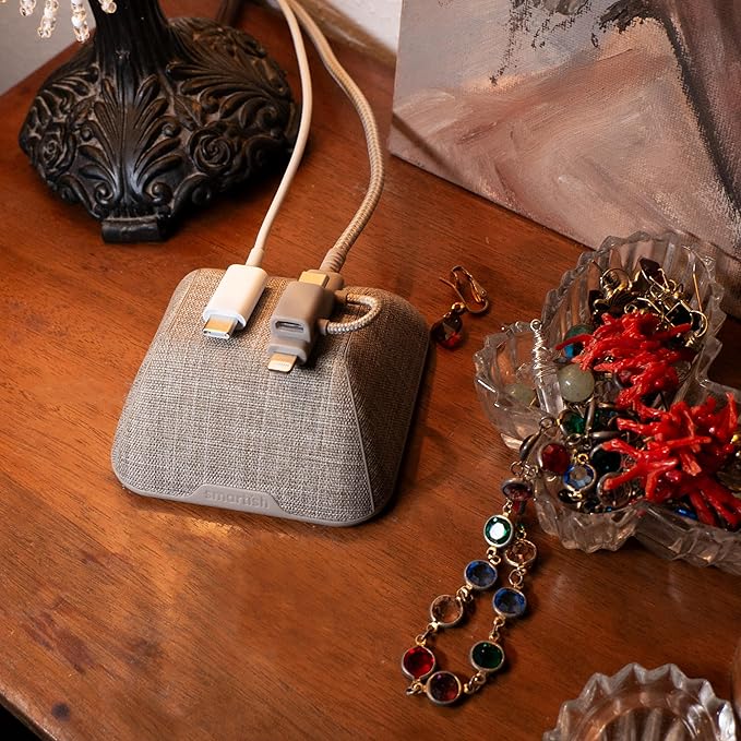 Smartish® Magnetic Cord Holder - Cable Wrangler Organizer Stocking Stuffer with Magnet Clips for Charger Management on Desktop, Nightstand for USB-C + Lightning - No 2 Pencil Gray