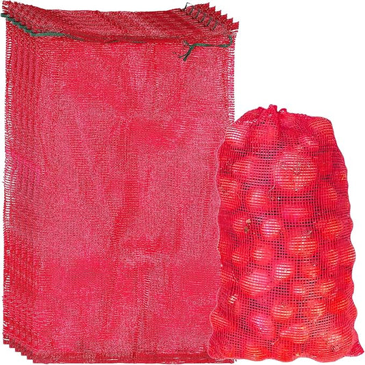 50Pcs Extra Large Mesh Storage Produce Bags, 60 lbs Onion Bags 21” x 32” Reusable Net Bags Washable Breathable Vegetable Storage Net Bags with Drawstring for Onions Potatoes Citrus Carrot