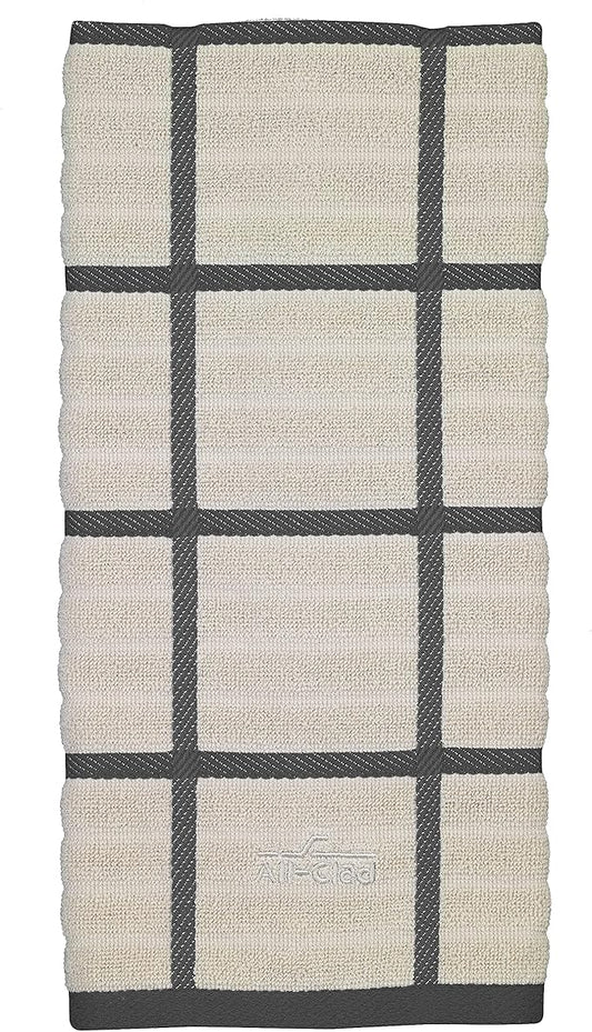 All-Clad Checked Kitchen Towel: Highly Absorbent, Super Soft Long Lasting - 100% Cotton, 17"x30" Tea Towel for Cleaning & Drying Dishes, Pans, Glassware, or Countertops, (1-Pack), Pewter