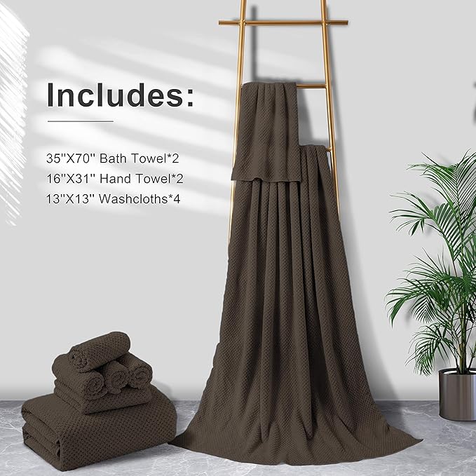 Extra Large Bath Towel Sheet Set 35x70 Inches - Oversized Bath Towels Set,Large Microfiber - Quick Dry,Lightweight,Super Soft,Highly Absorbent Towel Set for Bathroom,Pack of 4(Seal Brown)