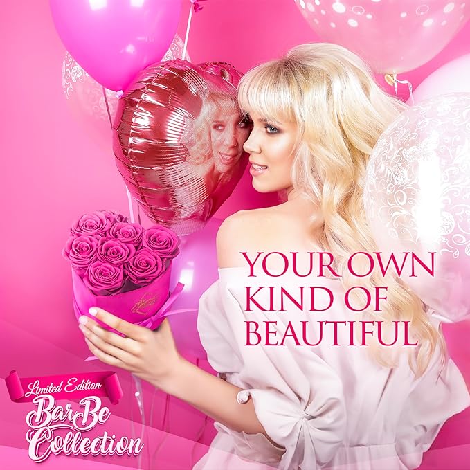 GLAMOUR BOUTIQUE 7 Flower Forever Heart Shape Box - Preserved Roses Gift for Her, Preserved Flowers, Velvet Pink