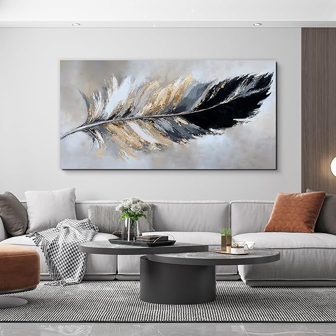 YISXINOAG Canvas Wall Art Abstract Art Wall Decor Modern Canvas Wall Decor Modern Home Decorations Black and Gold Minimalist Abstract Art Prints for Bedroom, Dining Room Home Artwork Size 24"X48"