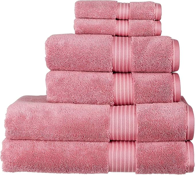 Christy Supreme Hygro 6 Piece Towel Set | Blush Pink | 100% Luxury Supima Cotton | Ultra Soft | Super Absorbent | 650GSM | 2 Bath Towels 2 Hand Towels 2 Face Cloths
