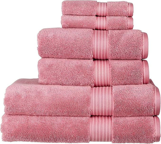 Christy Supreme Hygro 6 Piece Towel Set | Blush Pink | 100% Luxury Supima Cotton | Ultra Soft | Super Absorbent | 650GSM | 2 Bath Towels 2 Hand Towels 2 Face Cloths