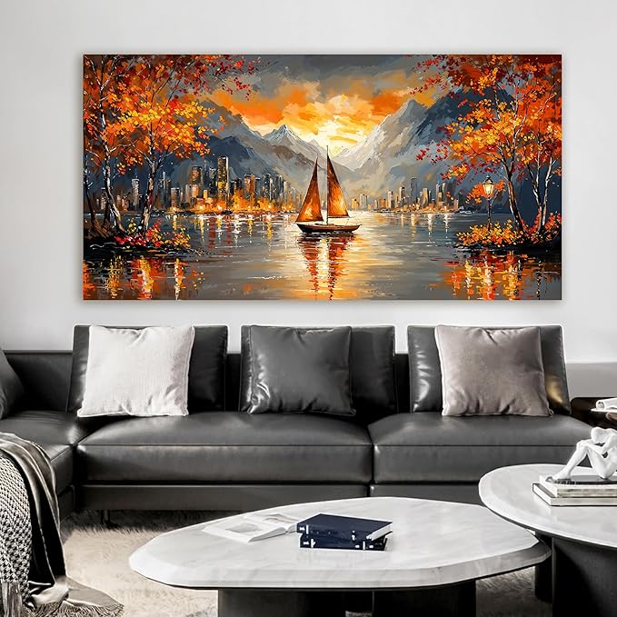Canvas Oversized Wall Art Decor Wall Art Picture for Living Room Canvas Art Wall Decor Modern Landscape Wall Art Prints Large Coastal Wall Art Artwork for Walls Bedroom Office Home Decor 29" X 58"
