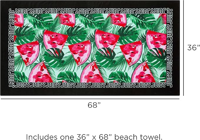 Juicy Couture 100% Cotton Extra Large Beach Towels Oversized Clearance, Pool Towels, Bath Towels - Lightweight & Quick Dry - 36" x 68" (1 Pack) - Pink Flamingo Stripe Pattern Adults Towel