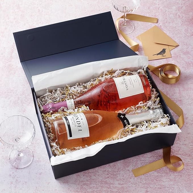 CECOBOX - Gift Boxes with Lids for Presents 13"x8.5"x4" - Matte, Collapsible Magnetic Closure Gift Box - Groomsmen & Bridesmaid Proposal Boxes, Wedding, PR, Birthdays, Holidays (Navy)