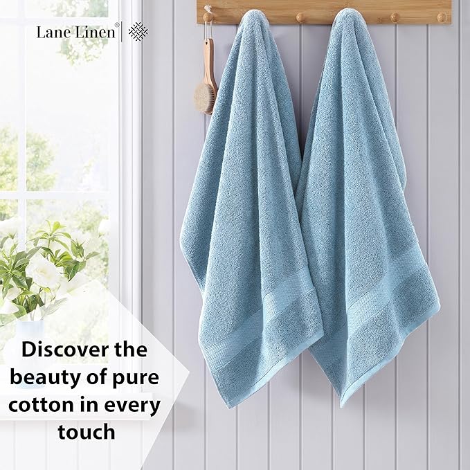 LANE LINEN 100% Cotton 2 Pack Bath Sheets (35"x66") - Ring Spun Cotton Extra Large Bathroom Towels - Quick Dry, Soft & Absorbent Oversized Bath Towels - Machine Wash in Cold Water - Cerulean Blue