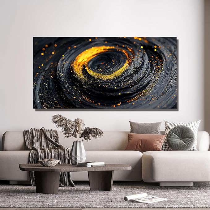 Abstract Wall Art Decor Wall Art Pictures for Living Room Abstract Canvas Art Wall Decor Minimalist Black Gold Wall Art Prints Modern Wall Art Decorations Artwork for Walls Office Home Decor 20" X 40"