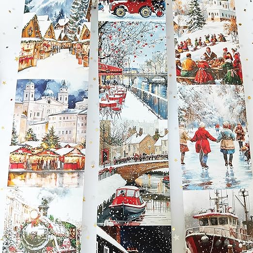 Christmas Washi Tape Set,3 Rolls City Landscape Stickers for Journaling,Christmas Washi Tape Stickers for Junk Journal Supplies,Scrapbooking,Notebook,Phone Case,DIY Craft(Victoria)
