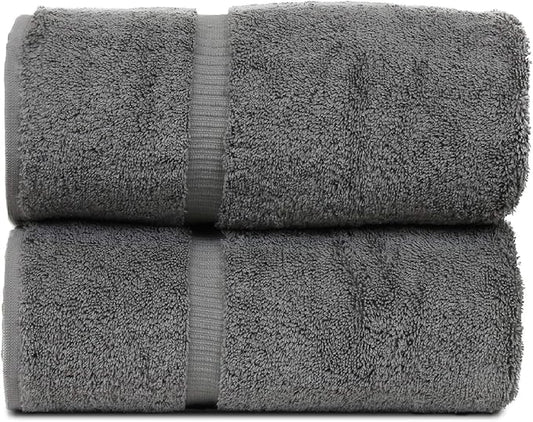 Luxury Hotel & Spa Collection Highly Absorbent, Quick Dry 100% Turkish Cotton 700 GSM, Eco Friendly Towel, for Bathroom Dobby Border Soft Bath Towel Set 27 X 54 (Gray, Bath Towels - Set of 2)