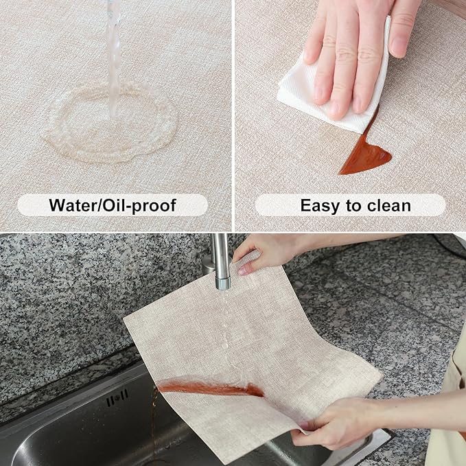 Homaxy Faux Leather Heat Resistant Placemats for Dining Table Set of 6, Waterproof Wipeable Washable PU Table Mats, Easy to Clean Anti-Slip Place Mats, 11.8" x 17", Beige