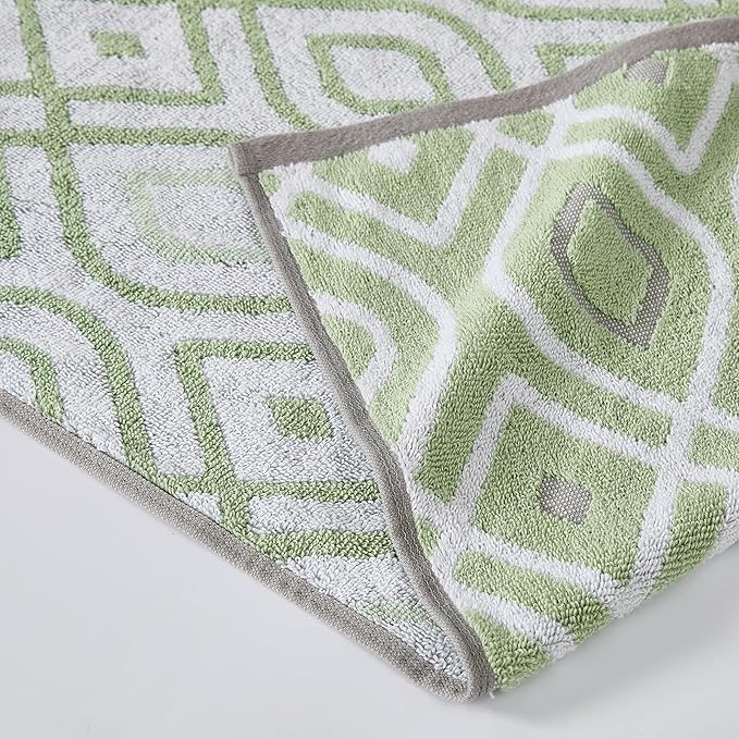 Modern Threads Oxford 6-Piece 100% Cotton Towel Set – Yarn Dyed Jacquard & Solid – Includes 2 Bath Towels, 2 Hand Towels, 2 Washcloths – Absorbent, Quick Dry, Soft & Durable – Sage Green