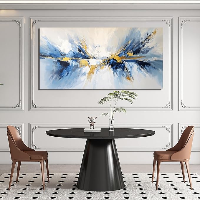 YISXINOAG Canvas Wall Art Abstract Wall Art Modern Canvas Wall Decor Ready to Hang Modern Home Decor Abstract Art Gold and Blue Home Artwork Decorations Prints for Bedroom, Dining Room Size 24"X48"