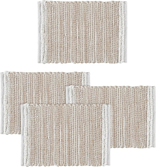 Hausattire Woven Table Placemats Set of 4 - Natural, Jute Boho Outdoor Table Mats for Kitchen Dining Coffee Table | Easy Clean Thanksgiving Farmhouse Placemat for Wedding, Restaurants - 13x19 Inches