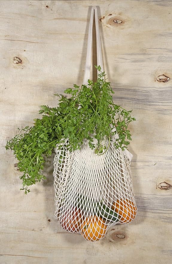 Best Farmers Market Bags - Sturdy Organic Cotton Mesh Tote for Grocery, Beach, Produce, Fruit & Vegetable Storage - Lightweight Fish Net Bag (1 Bag)