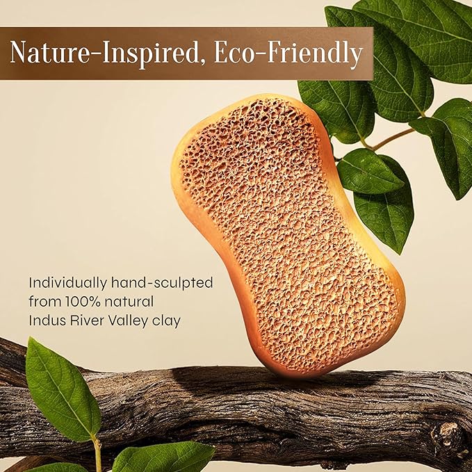 Facón Pumice Stone for Feet Callus Remover - Terra-Cotta Foot Scrubber with 2 Sides, 100% Pure Natural Foot Pumice Stone, Pedicure Pumice Stone Scrubber, Foot Exfoliator, Removes Calluses & Dead Skin